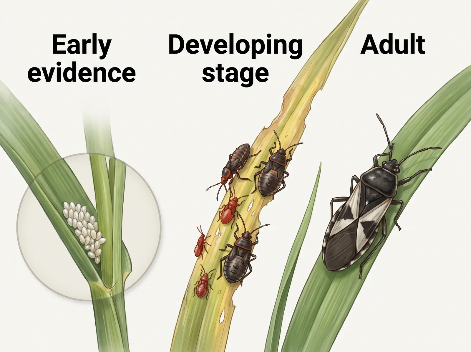 Chinch Bug — eggs larvae nest or life cycle
